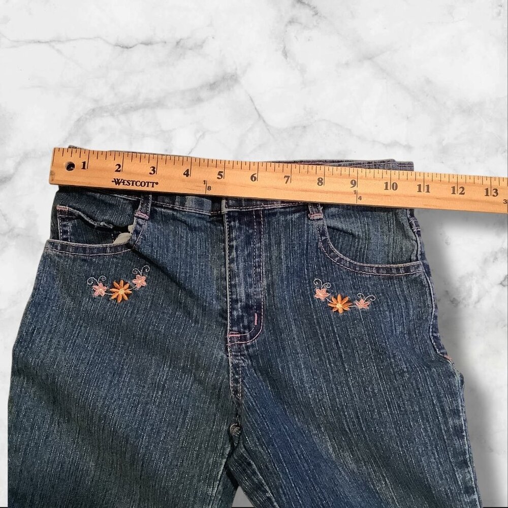 Denim Jeans Girls Size 5/6 Flare Floral Embroidery‎ Kidcore - Picture 8 of 14